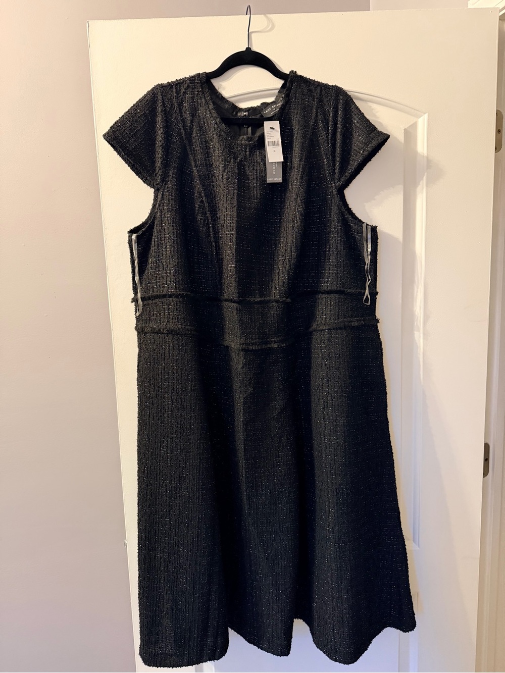 Lane Bryant Cap-Sleeve Trim-Detail Metallic Tweed Midi Dress - Picture 4 of 4